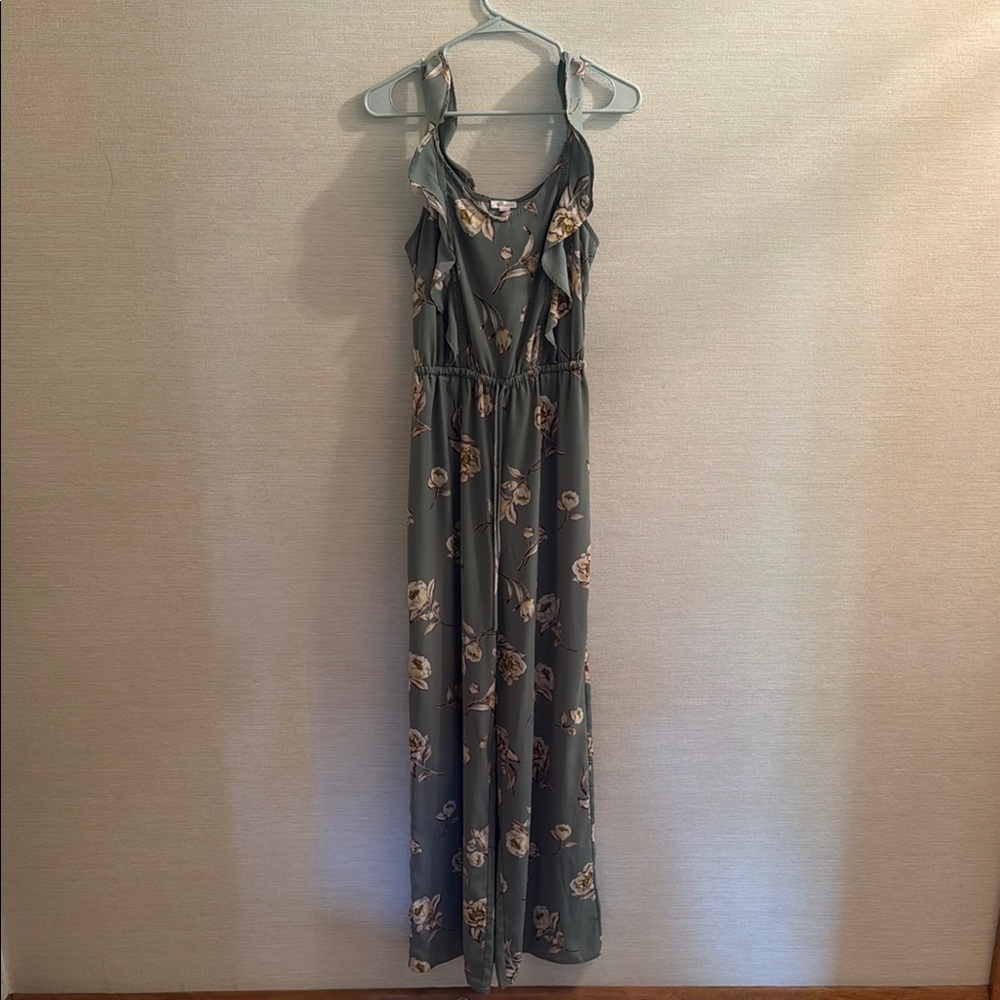 Xhilaration Green and Yellow Floral Jumpsuit